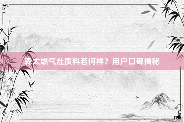 森太燃气灶质料若何样？用户口碑揭秘